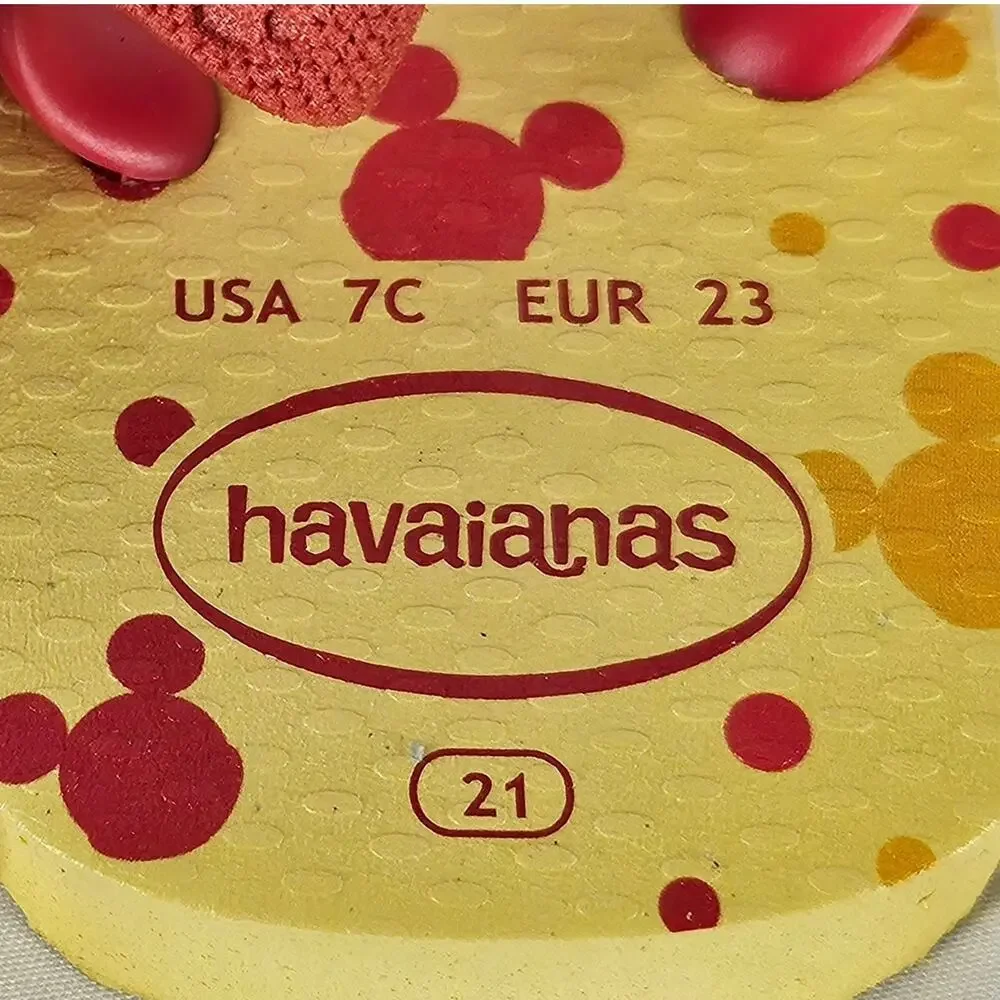 HAVAIANAS X DISNEY BABY MICKEY TODDLER YELLOW/RED FLIP-FLOP SANDALS - SIZE 7C